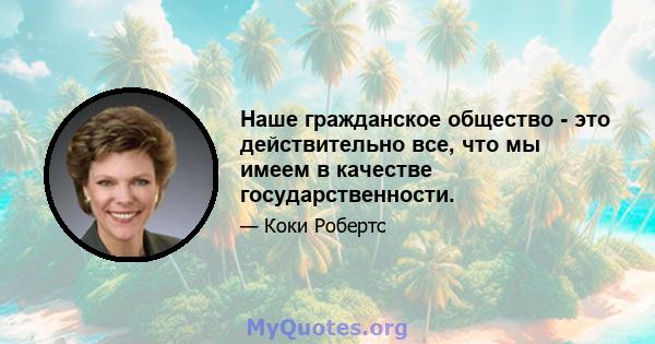 Наше гражданское общество - это действительно все, что мы имеем в качестве государственности.