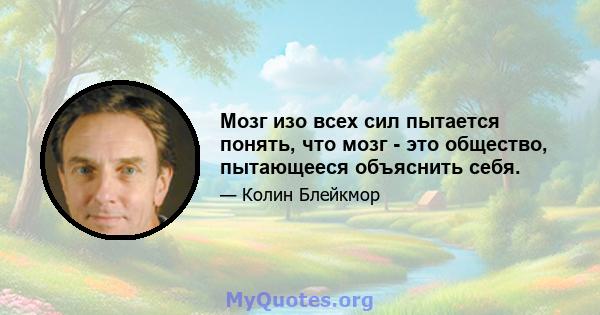 Мозг изо всех сил пытается понять, что мозг - это общество, пытающееся объяснить себя.