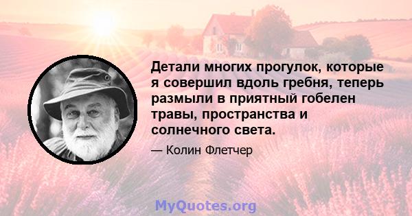 Детали многих прогулок, которые я совершил вдоль гребня, теперь размыли в приятный гобелен травы, пространства и солнечного света.