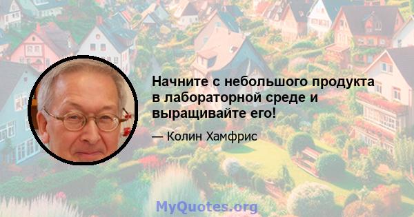 Начните с небольшого продукта в лабораторной среде и выращивайте его!