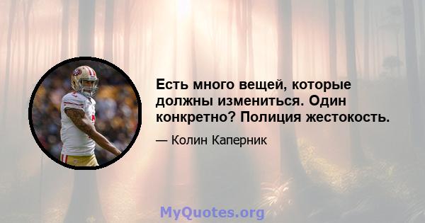 Есть много вещей, которые должны измениться. Один конкретно? Полиция жестокость.