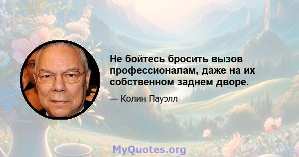 Не бойтесь бросить вызов профессионалам, даже на их собственном заднем дворе.