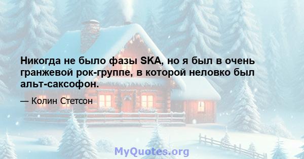 Никогда не было фазы SKA, но я был в очень гранжевой рок-группе, в которой неловко был альт-саксофон.