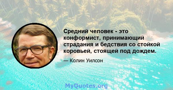 Средний человек - это конформист, принимающий страдания и бедствия со стойкой коровьей, стоящей под дождем.