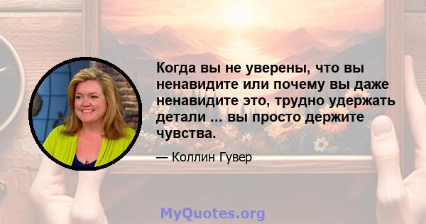 Когда вы не уверены, что вы ненавидите или почему вы даже ненавидите это, трудно удержать детали ... вы просто держите чувства.