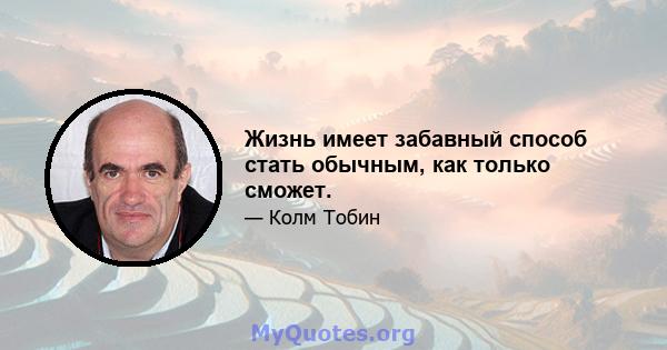 Жизнь имеет забавный способ стать обычным, как только сможет.