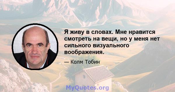 Я живу в словах. Мне нравится смотреть на вещи, но у меня нет сильного визуального воображения.