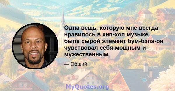 Одна вещь, которую мне всегда нравилось в хип-хоп музыке, была сырой элемент бум-бэпа-он чувствовал себя мощным и мужественным.