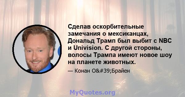 Сделав оскорбительные замечания о мексиканцах, Дональд Трамп был выбит с NBC и Univision. С другой стороны, волосы Трампа имеют новое шоу на планете животных.