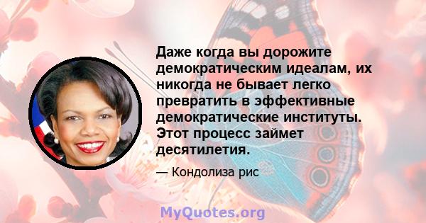 Даже когда вы дорожите демократическим идеалам, их никогда не бывает легко превратить в эффективные демократические институты. Этот процесс займет десятилетия.