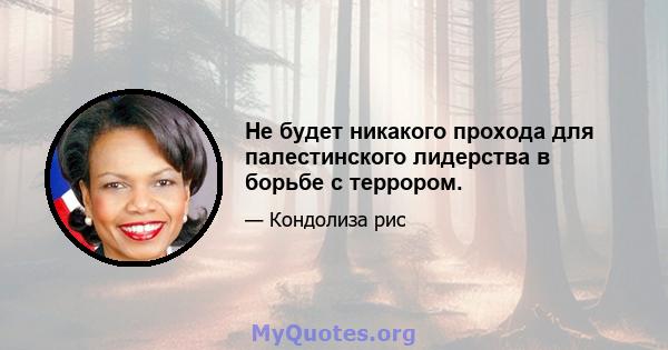 Не будет никакого прохода для палестинского лидерства в борьбе с террором.