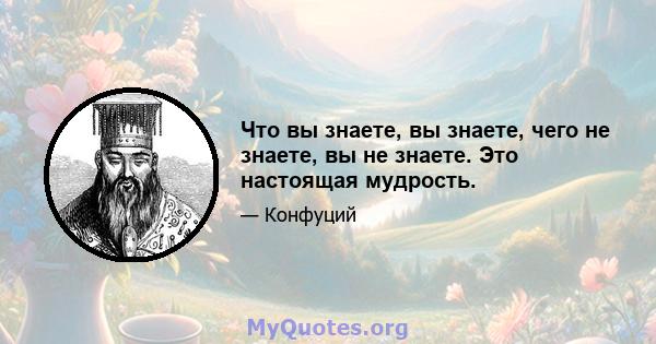 Что вы знаете, вы знаете, чего не знаете, вы не знаете. Это настоящая мудрость.