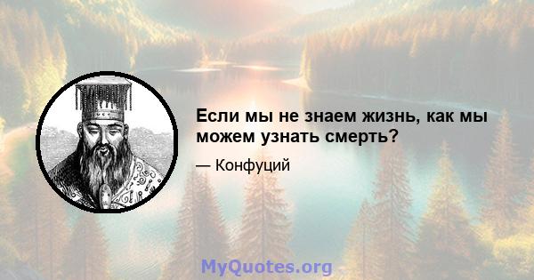 Если мы не знаем жизнь, как мы можем узнать смерть?