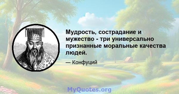 Мудрость, сострадание и мужество - три универсально признанные моральные качества людей.