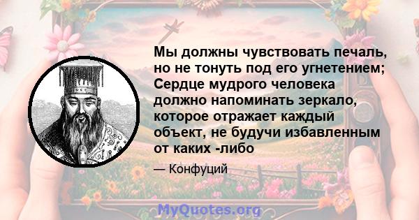 Мы должны чувствовать печаль, но не тонуть под его угнетением; Сердце мудрого человека должно напоминать зеркало, которое отражает каждый объект, не будучи избавленным от каких -либо