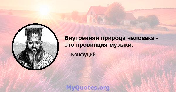 Внутренняя природа человека - это провинция музыки.