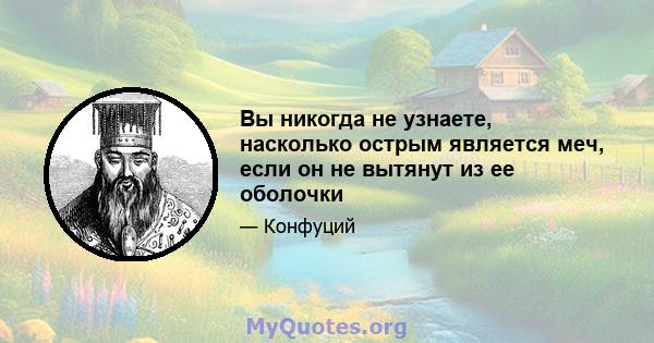 Вы никогда не узнаете, насколько острым является меч, если он не вытянут из ее оболочки