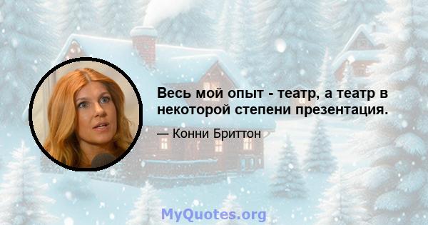 Весь мой опыт - театр, а театр в некоторой степени презентация.