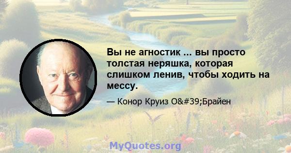 Вы не агностик ... вы просто толстая неряшка, которая слишком ленив, чтобы ходить на мессу.