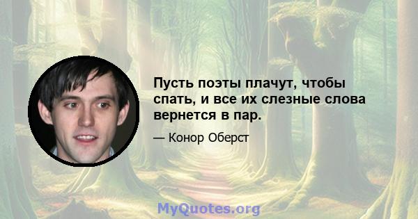 Пусть поэты плачут, чтобы спать, и все их слезные слова вернется в пар.