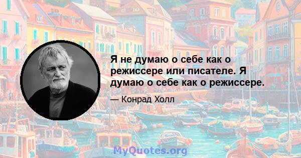 Я не думаю о себе как о режиссере или писателе. Я думаю о себе как о режиссере.