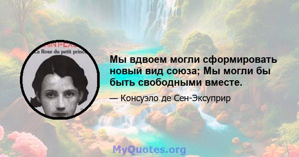 Мы вдвоем могли сформировать новый вид союза; Мы могли бы быть свободными вместе.