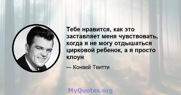 Тебе нравится, как это заставляет меня чувствовать, когда я не могу отдышаться цирковой ребенок, а я просто клоун