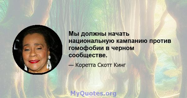 Мы должны начать национальную кампанию против гомофобии в черном сообществе.