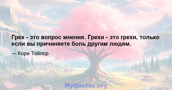 Грех - это вопрос мнения. Грехи - это грехи, только если вы причиняете боль другим людям.