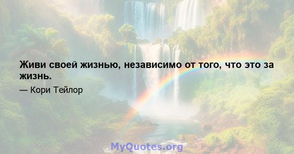 Живи своей жизнью, независимо от того, что это за жизнь.