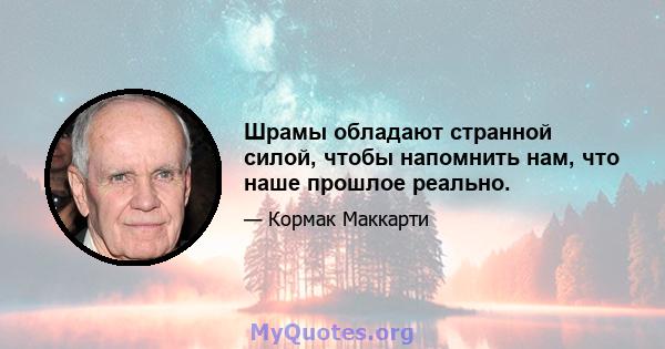 Шрамы обладают странной силой, чтобы напомнить нам, что наше прошлое реально.