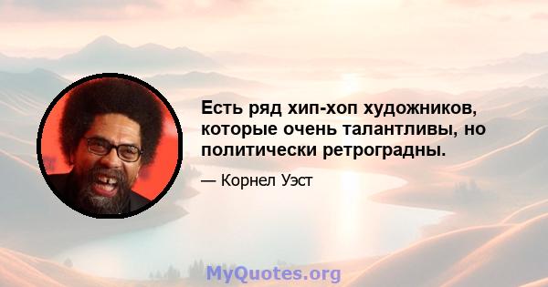 Есть ряд хип-хоп художников, которые очень талантливы, но политически ретроградны.