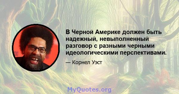 В Черной Америке должен быть надежный, невыполненный разговор с разными черными идеологическими перспективами.