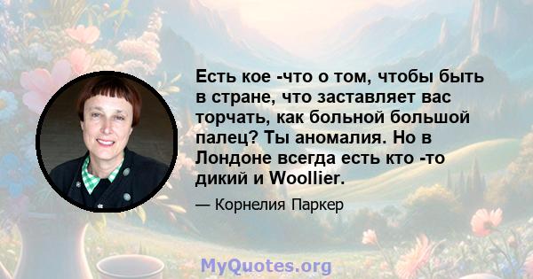 Есть кое -что о том, чтобы быть в стране, что заставляет вас торчать, как больной большой палец? Ты аномалия. Но в Лондоне всегда есть кто -то дикий и Woollier.