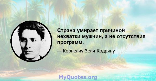 Страна умирает причиной нехватки мужчин, а не отсутствия программ.