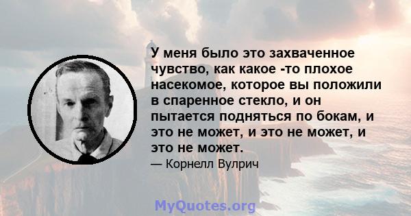 У меня было это захваченное чувство, как какое -то плохое насекомое, которое вы положили в спаренное стекло, и он пытается подняться по бокам, и это не может, и это не может, и это не может.