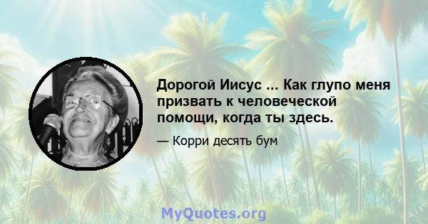 Дорогой Иисус ... Как глупо меня призвать к человеческой помощи, когда ты здесь.