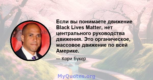 Если вы понимаете движение Black Lives Matter, нет центрального руководства движения. Это органическое, массовое движение по всей Америке.