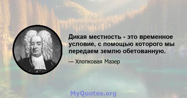 Дикая местность - это временное условие, с помощью которого мы передаем землю обетованную.