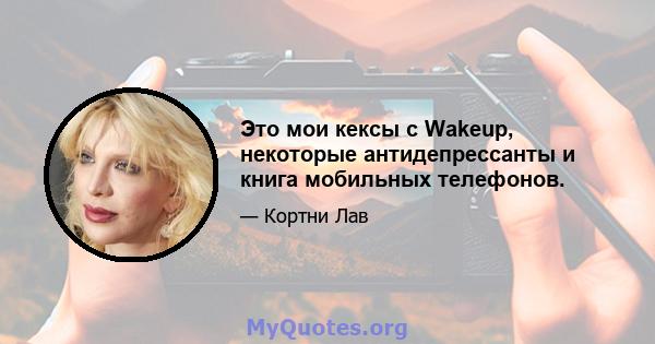 Это мои кексы с Wakeup, некоторые антидепрессанты и книга мобильных телефонов.