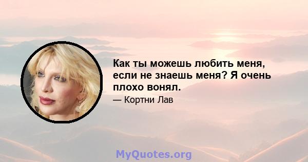 Как ты можешь любить меня, если не знаешь меня? Я очень плохо вонял.