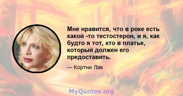 Мне нравится, что в роке есть какой -то тестостерон, и я, как будто я тот, кто в платье, который должен его предоставить.