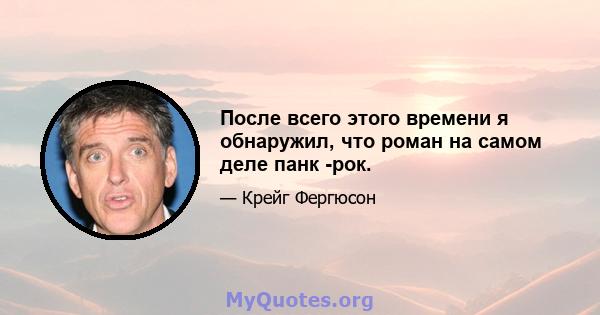 После всего этого времени я обнаружил, что роман на самом деле панк -рок.