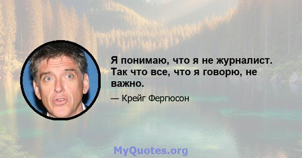 Я понимаю, что я не журналист. Так что все, что я говорю, не важно.