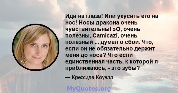 Иди на глаза! Или укусить его на нос! Носы дракона очень чувствительны! »О, очень полезны, Camicazi, очень полезный ... думал о сбои. Что, если он не обязательно держит меня до носа? Что если единственная часть, к