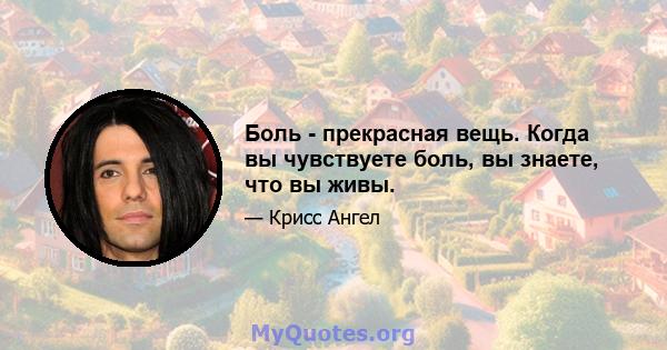 Боль - прекрасная вещь. Когда вы чувствуете боль, вы знаете, что вы живы.