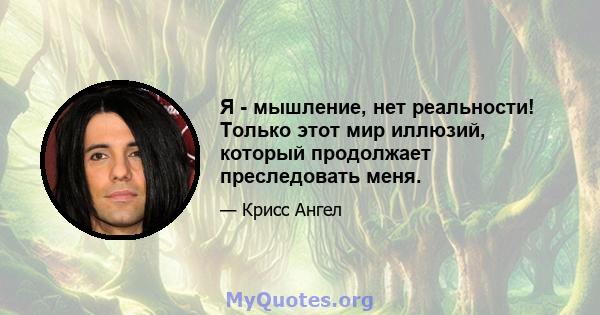 Я - мышление, нет реальности! Только этот мир иллюзий, который продолжает преследовать меня.