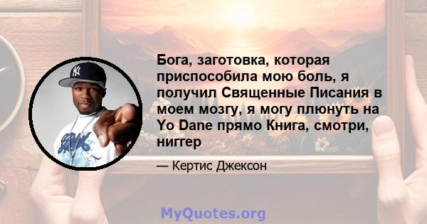 Бога, заготовка, которая приспособила мою боль, я получил Священные Писания в моем мозгу, я могу плюнуть на Yo Dane прямо Книга, смотри, ниггер