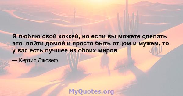 Я люблю свой хоккей, но если вы можете сделать это, пойти домой и просто быть отцом и мужем, то у вас есть лучшее из обоих миров.