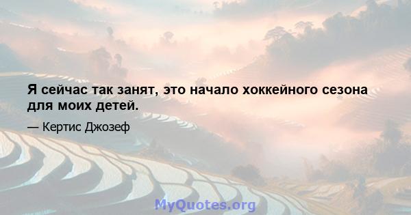 Я сейчас так занят, это начало хоккейного сезона для моих детей.